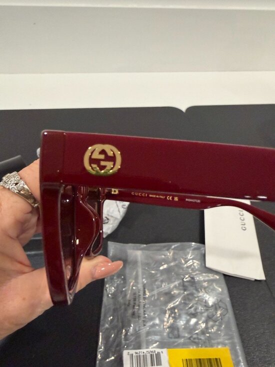 Gucci Sunglasses Shiny Burgundy with Light Brown Lenses (JB1511)